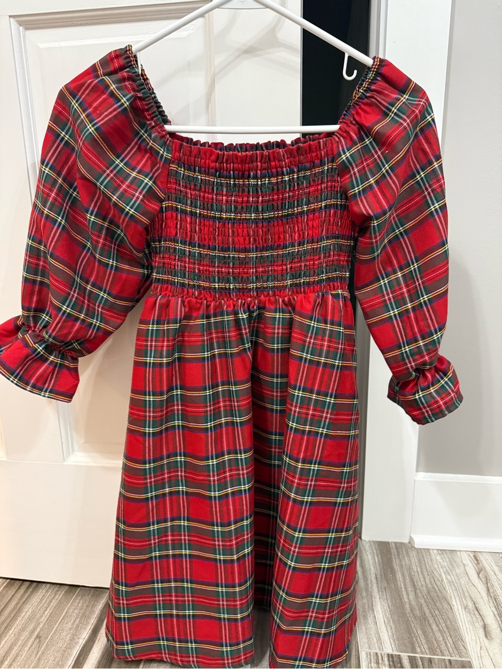 Simply Southern Collection Plaid Smocked Puff-Sleeve Dress